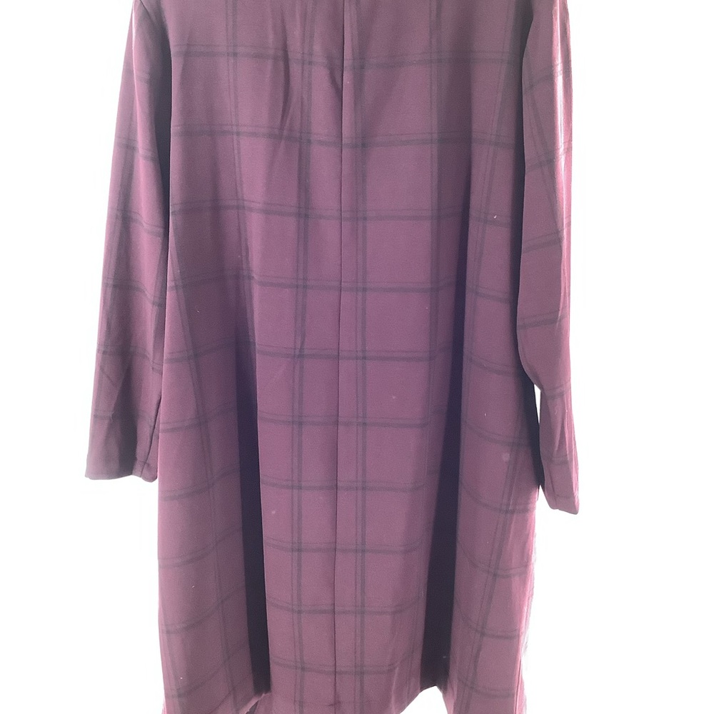 Lane Bryant Size 18 - 20 long Blazer / Duster purple & Black plaid Pockets EUC. - Picture 2 of 13